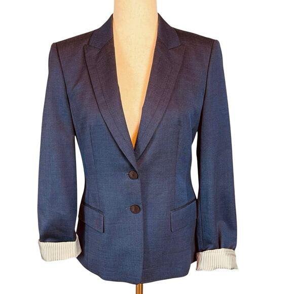 Hugo Boss Jaellesa Classic Wool Blend Lined Blazer Blue Women's Size 4 - Picture 6 of 8